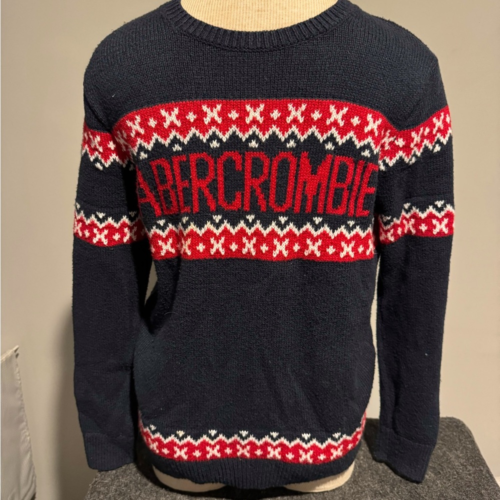 Abercrombie Kids Winter Sweaters - dark navy with red detail -size 13/14 youth